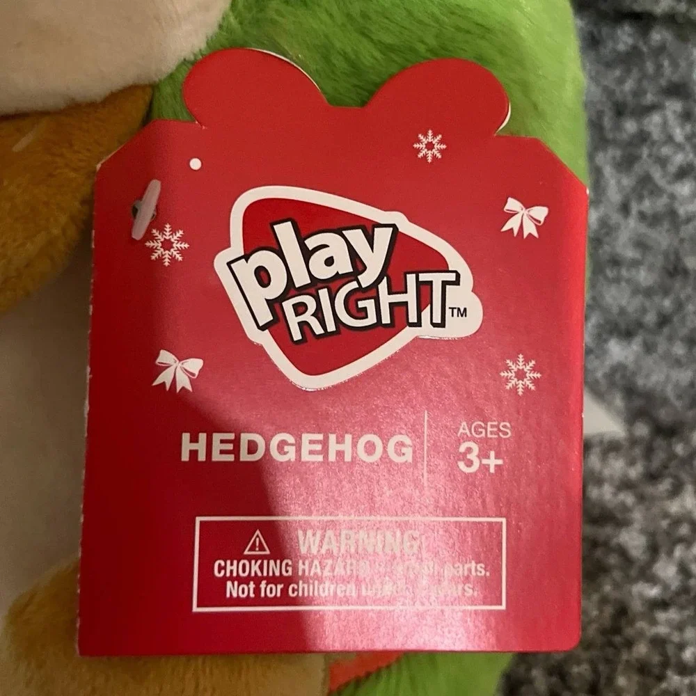 Play Right Green Holiday Hedgehog Stuffed Plush Christmas Tree Ornaments 10